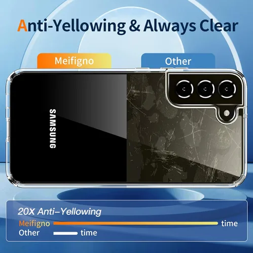 Vista 10 de Meifigno Funda transparente para Samsung Galaxy S22+ Plus (6.6 pulgadas), [20 veces antiamarilleo]