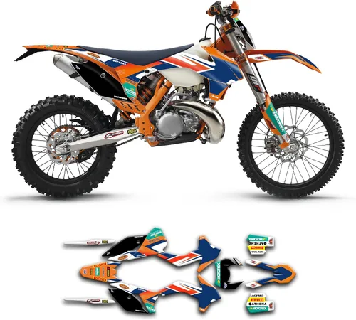 Vista 21 de Kit de calcomanías personalizadas para 125 200 250 300 350 450 500 EXC EXC-F XCW XC-W XCF-W 2014 2015, negro y azul, KTEXCW1416001-KR