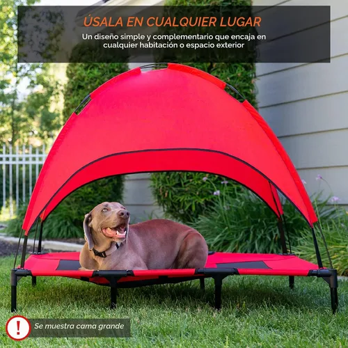 Vista 2 de Cama de malla elevada para perro Best Choice Products, con toldo desmontable, bolsa de viaje, tela transpirable., 30 pulgadas, Rojo