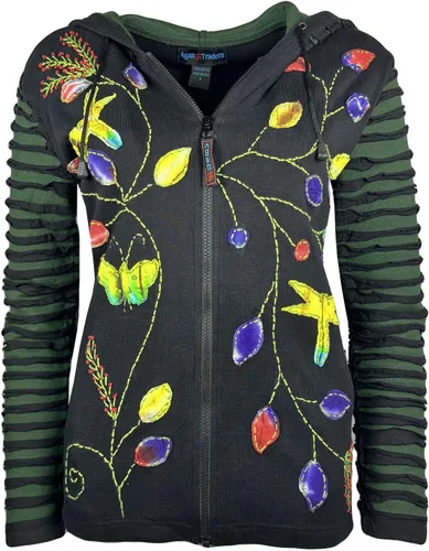 Vista 23 de Agan Traders Chaquetas bohemias con cremallera para mujer, con parches de teñido anudado, sudaderas ligeras con capucha para mujer 2025