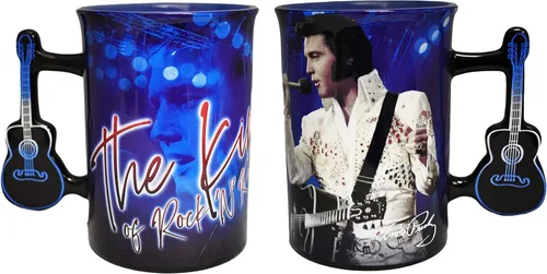 Vista 7 de Midsouth Products Taza grande de 16 oz de Elvis Presley con bandera americana del ejército