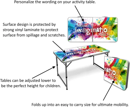 Vista 3 de Infusion Mesa plegable prémium personalizada de 4 pies para artes y actividades