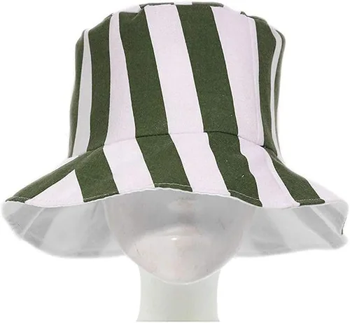 Vista 5 de Sombrero de pescador unisex con rayas verticales, plegable, a la moda, sombrero para el sol, cosplay, anime