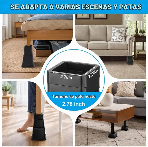 Vista 7 de Relaxweex 20 elevadores de cama resistentes de 1 a 10 pulgadas, ajustables