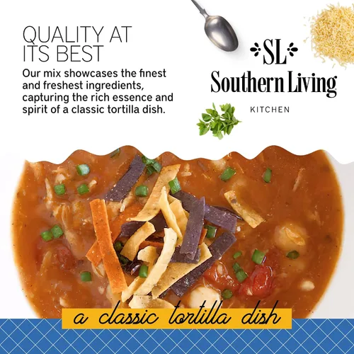 Vista 3 de Southern Living Mezcla de sopa de tortilla, ingredientes frescos, mezcla de condimentos para sopa, cena familiar, cazuela de tortilla, sopa