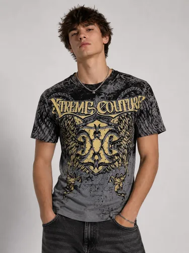 Vista 3 de Xtreme Couture by Affliction Camiseta para hombre, diseño gráfico Gris oscuro (leyenda)