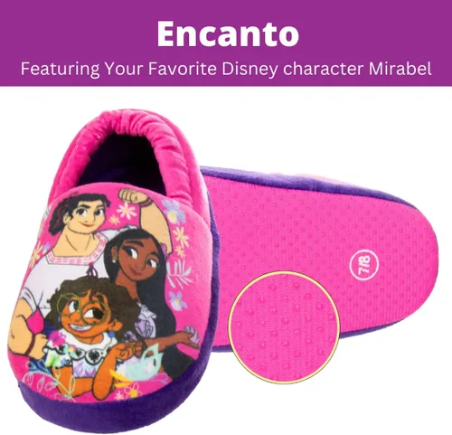 Vista 2 de DISNEY Pantuflas de princesa Encanto Cenicienta Ariel Jasmine Tianna para niñas, ligeras, cálidas, cómodas, suaves, Aline Girls (niños pequeños)