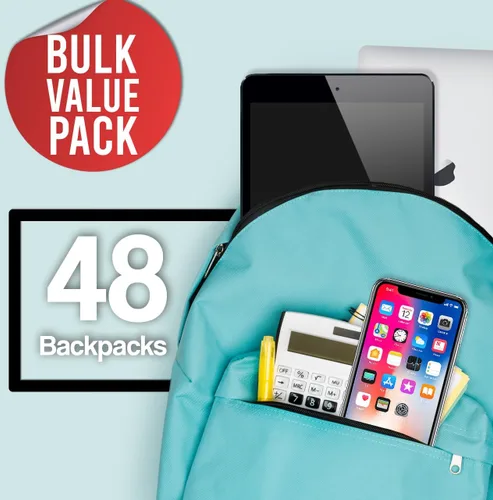 Vista 3 de Paquete de 48 mochilas, bolsas de viaje al aire libre de 17 pulgadas con cremallera, paquete a granel para eventos escolares, niños y adultos