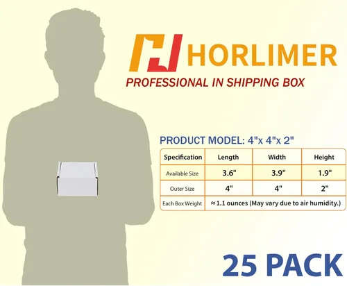 Vista 2 de HORLIMER - Cajas de envío de 4 x 4 x 2 pulgadas, conjunto de 25, caja de cartón corrugado blanca para envíos por correo de literatura
