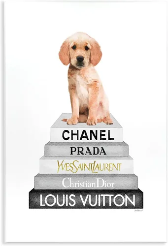 Vista 7 de Glam Bookstack French Bulldog - Placa de pared (10 x 15 pulgadas)