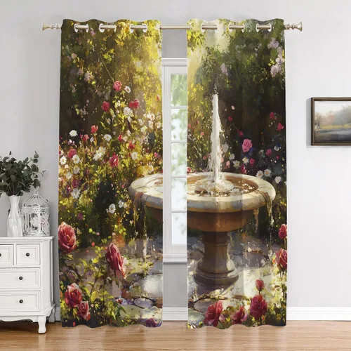 Vista 8 de Maritime Ocean Blackout Tier Curtains, Anchors Nautical Art Half Window Drapes for Kitchen with Rod Pocket,Room Darkening 2 Pack 26X24 Inches