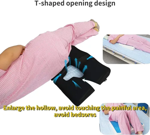 Vista 3 de Cojín para úlceras de cama para trasero, almohada de alivio de presión de fibra para respirar libremente, diseño de pendiente triangular