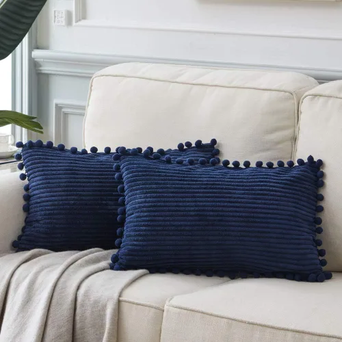 Vista 38 de Fancy Homi Juego de 2 fundas de almohada decorativas negras de 12 x 12 pulgadas con pompones para sofá y cama, decoración moderna de estilo bohemio