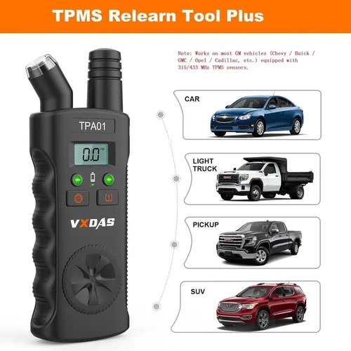 Vista 2 de VXDAS TPA01 Herramienta de aprendizaje TPMS para GM, Medidor de presión de neumáticos digital de 150PSI, Herramienta de activación de sensor