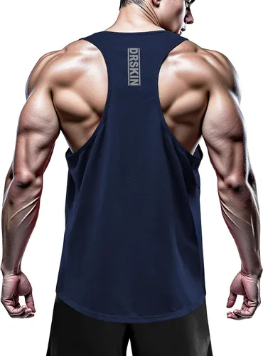 Vista 3 de DRSKIN Paquete de 4, 3 o 1 camisetas sin mangas para hombre, espalda en Y, malla muscular, entrenamiento, gimnasio, entrenamiento, atletismo, ajuste
