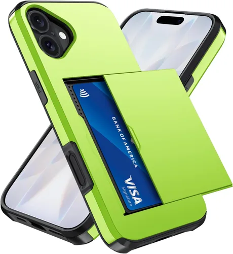 Vista 100 de Qinmay Funda compatible con iPhone 7 Plus/8 Plus con tarjetero, doble capa a prueba de golpes, funda protectora resistente con ranura oculta Negro