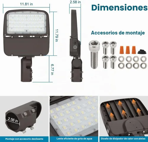 Vista 5 de Luz de estacionamiento LED de 150W con anochecer al amanecer, 150W