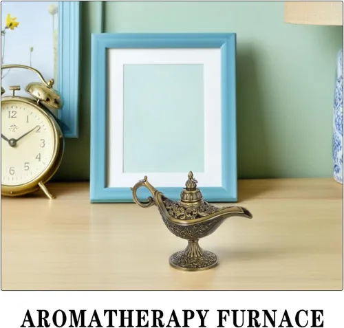 Vista 6 de Healifty Horno de aromaterapia, quemador de incienso de metal, adorno de escritorio, difusor de aroma para decoración de oficina en casa, 4.52 x