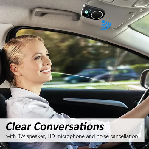 Vista 4 de Altavoz Bluetooth para automóvil, altavoz Bluetooth Aigital para hablar con manos libres, apagado y reconexión automático, kit inalámbrico