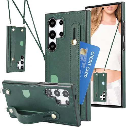 Vista 11 de CCSmall Funda para Samsung Galaxy S22 Ultra Crossbody con tarjetero KB Negro