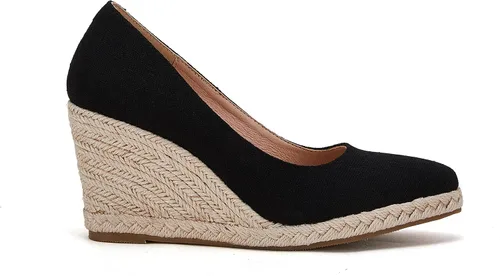 Vista 2 de Ruanyu Alpargatas de plataforma para mujer, sandalias de cuña de color sólido, puntera cerrada, cómodas, zapatos de tacón de cuña