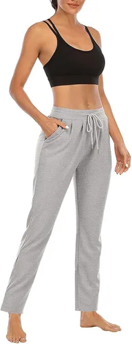 Vista 4 de Pantalones deportivos para mujer, leggings deportivos, pantalones de pierna recta, con cordón, holgados, cintura elástica, pantalones de descanso