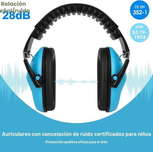 Vista 2 de Floriogra Auriculares con cancelación de ruido para niños/niños pequeños Azul