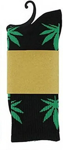 Vista 3 de Zando Calcetines de algodón con estampado de hojas de marihuana, unisex, coloridos, deportivos, cómodos, altos