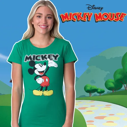 Vista 4 de Disney - Camiseta clásica y cómoda de Mickey Mouse con cuello redondo para mujer