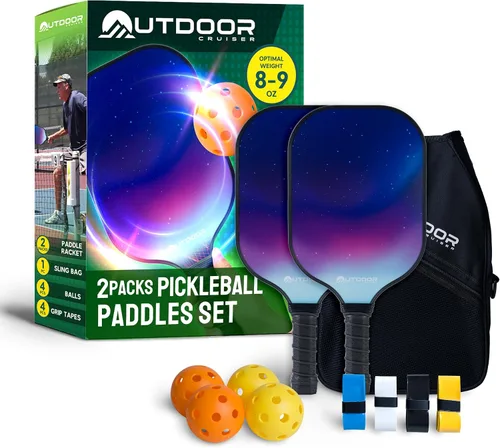 Vista 8 de Outdoor Cruiser Pickleball Paddle Set – Aprobado por USAPA, palas de fibra de vidrio de primera calidad con agarre ligero que absorbe los golpes