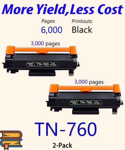 Vista 2 de Cartucho de tóner compatible TN 760 de repuesto para Brother TN760 TN-760 TN730 TN770 para DCP-L2550DW HL-L2350DW HL-L2390DW HL-L2395DW HL-L2370DWXL