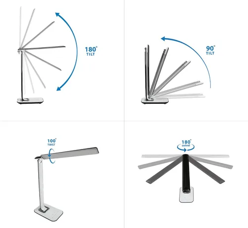 Vista 7 de Turcom Lámpara de escritorio LED con puerto de carga USB, controles táctiles regulables con ajuste de color, lámpara de tareas para el cuidado