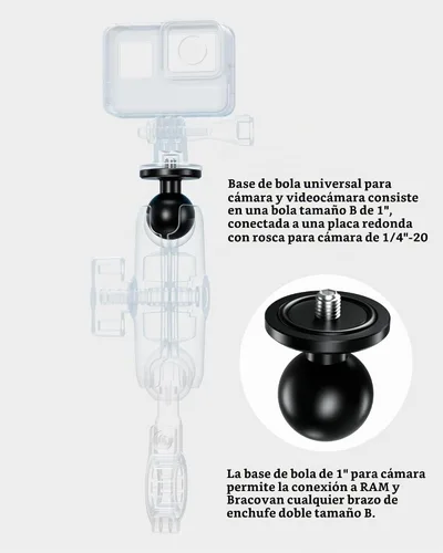 Vista 3 de BRCOVAN Adaptador de bola de aleación de aluminio de 1 '' con perno roscado