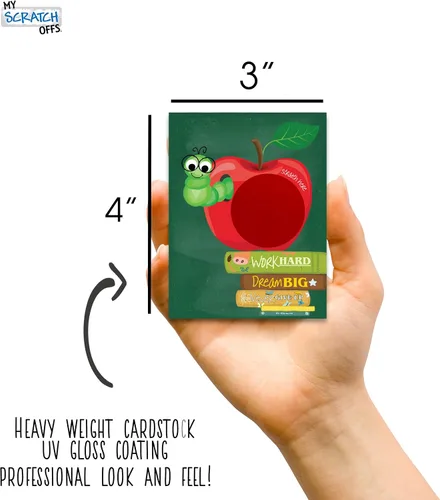 Vista 3 de My Scratch Offs - Premios de tarjetas para rascar para niños, suministros para profesores para el aula - Apple Bookworm