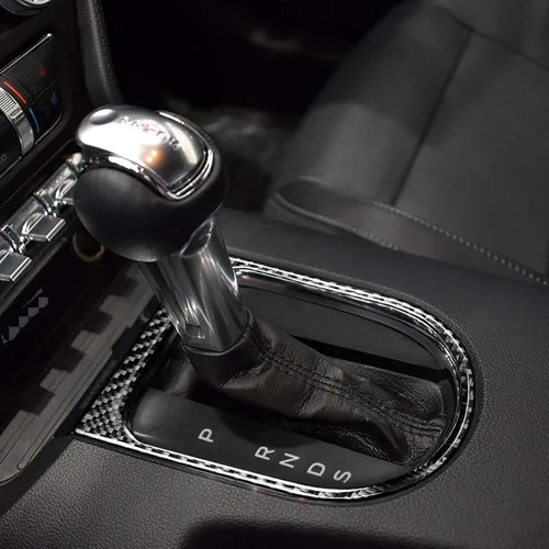 Vista 7 de Xotic Tech - Cubierta para panel de cambio de marchas, fibra de carbono suave auténtica, compatible con Ford Mustang 2015-2023 Negro carbón