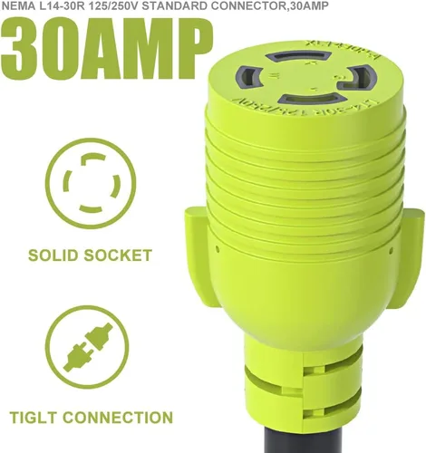 Vista 4 de Adaptador de interruptor de transferencia de generador AOWEITOUR NEMA L5-30P enchufe macho a L14-30R hembra, enchufe de bloqueo giratorio de 30