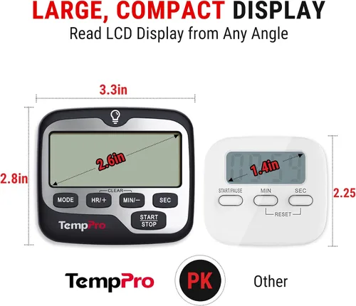 Vista 6 de ThermoPro TM01 Temporizadores de Cocina para Cocinar con Temporizador de Cuenta Regresiva y Cuenta Progresiva, Temporizador Digital para Niños