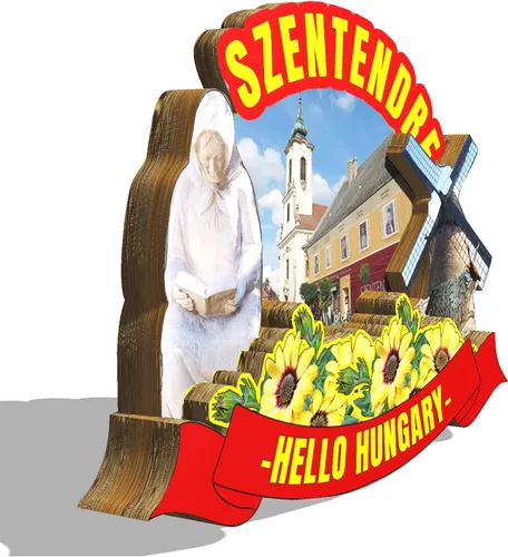 Vista 2 de Imán de madera para nevera Hungría Szentendre Monumentos 3D Viajes Coleccionables Recuerdos Decoración Hecho a Mano - 2