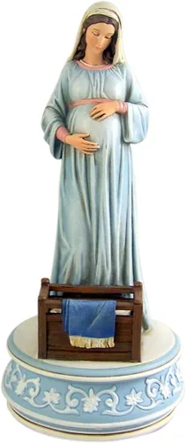 Vista 2 de Estatua musical de resina de María Madre de Dios, 9 1/4 pulgadas