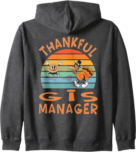 Vista 5 de GIS Manager Job Funny Thanksgiving Zip Hoodie