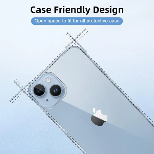 Vista 6 de [Paquete de 3] Protector de pantalla para iPhone 14, protector de cámara iPhone 14, protector de pantalla frontal y trasera de vidrio templado