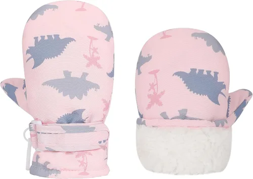 Vista 2 de Urban Virgin Guantes de invierno para bebés y niños pequeños, con forro polar, cálidos, impermeables, guantes de nieve para niños y niñas