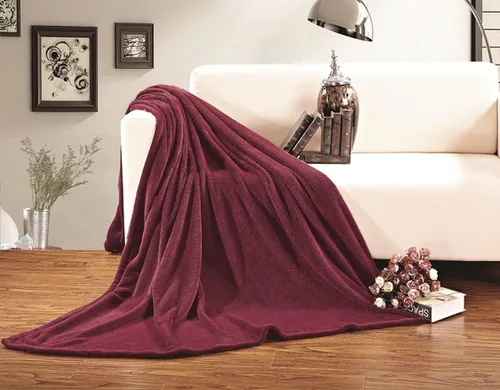Vista 2 de Elegance Linen Manta de lujo de microforro polar, tamaño matrimonial/queen, color borgoña