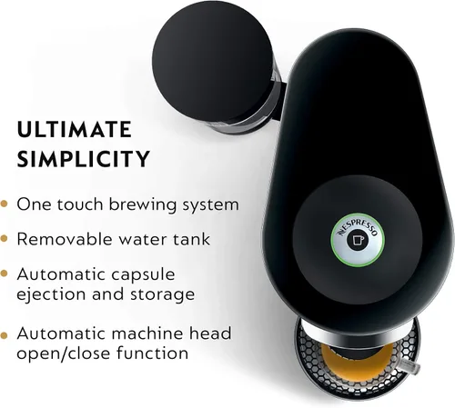 Vista 4 de Nespresso VertuoPlus Deluxe - Paquete de máquina de café y espresso con espumador de leche Aeroccino de De'Longhi, negro