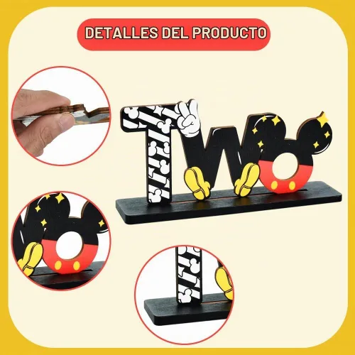Vista 3 de TONIFUL Red Mouse Suministros para Fiesta de 2º Cumpleaños Centros de Mesa - Diseño Temático de Ratón Rojo y Madera Resistente para Recuerdos