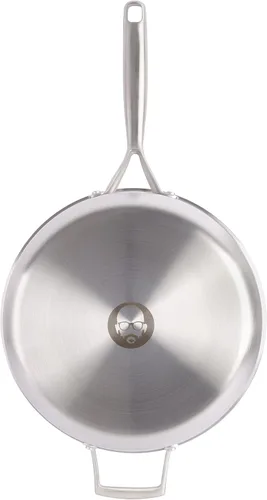 Vista 3 de Babish - Sartén de acero inoxidable de tres capas de 5 cuartos con tapa – Sartén para saltear de grado profesional para freír, sellar y comidas