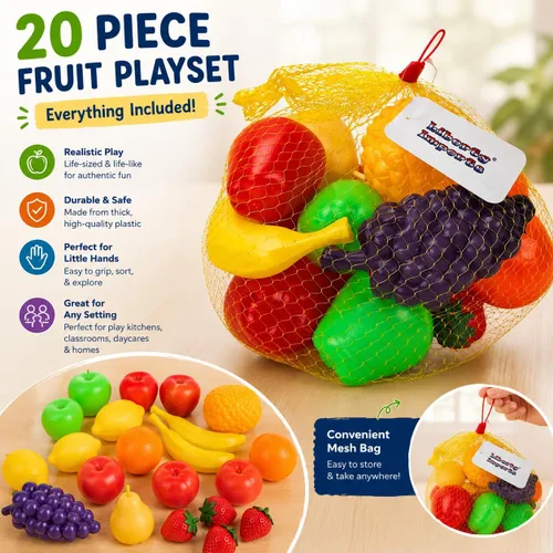 Vista 6 de Bolsa de frutas a tamaño real, set de juego para niños, de Liberty Imports