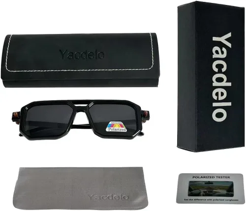 Vista 6 de Yacdelo Gafas de sol polarizadas para hombres y mujeres, gafas cuadradas de moda