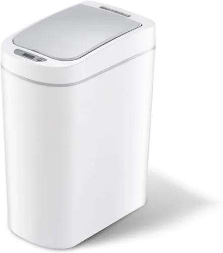 Vista 10 de Cesta de basura de 1.8 galones, impermeable, pequeño cubo de basura de plástico estrecho para baño, bote de basura sin contacto, funciona con 2