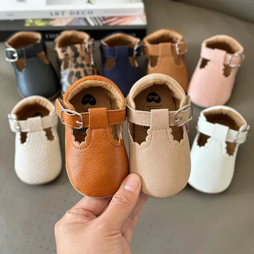 Vista 2 de Zapatos planos Mary Jane para bebés y niñas con Bownot, suela suave, suela suave, piel sintética, recién nacidos, primeros pasos, para fiesta